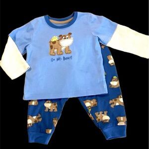 Carter’s Baby Infant Boys Blue BULLDOG Long Sleeve Pajamas Pjs Pants Set 24M